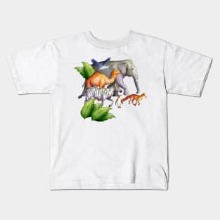 Wild Life Animal Watercolor Kids T-Shirt